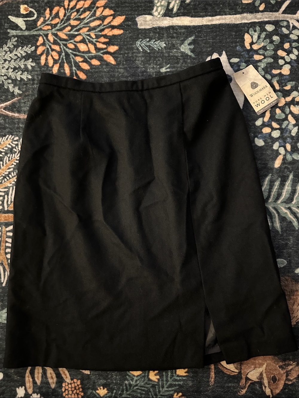 Classic Black Wool Pencil Skirt
